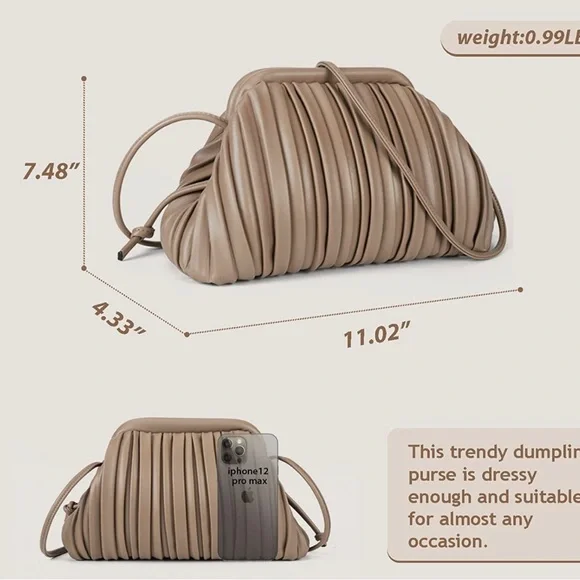 Gorgeous PU Leather Clutch. Taupe. Excellent condition. - Picture 7 of 12